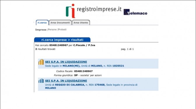 Screenshot: Repower Tochtergesellschaft SEI S.p.A. "in Liquidazione"